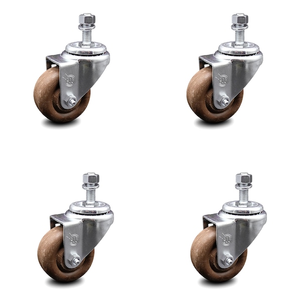 Service Caster 3 Inch High Temp Glass Filled Nylon Wheel Swivel 12mm Threaded Stem Caster Set SCC-TS20S314-GFNSHT-M1215-4 - main